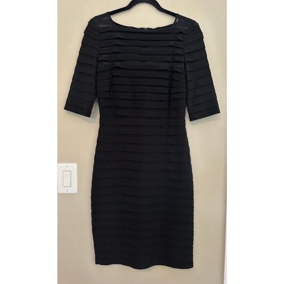 Adrianna Papell Womens Pleated Tiered Black Dress/ Size 6 - Picture 1 of 8